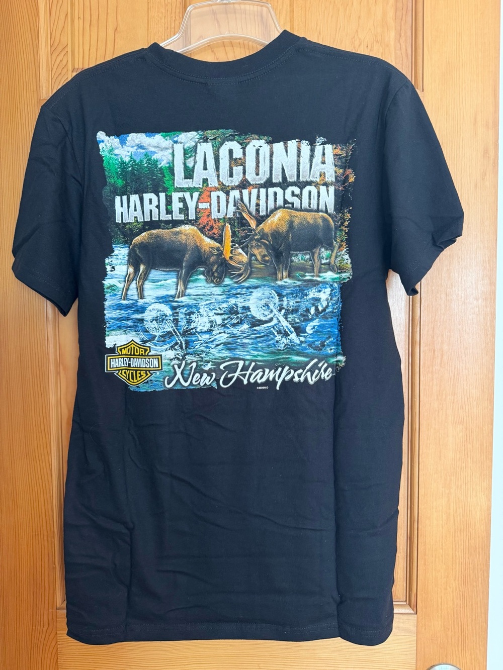 NWOT Harley Davidson Laconia NH Moose T-Shirt Black, Medium